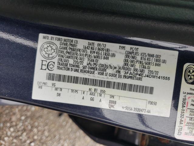 3FADP4EJ4DM141555 - 2013 FORD FIESTA SE BLUE photo 12