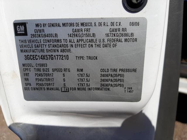 3GCEC14X57G177210 - 2007 CHEVROLET SILVERADO C1500 CLASSIC WHITE photo 10