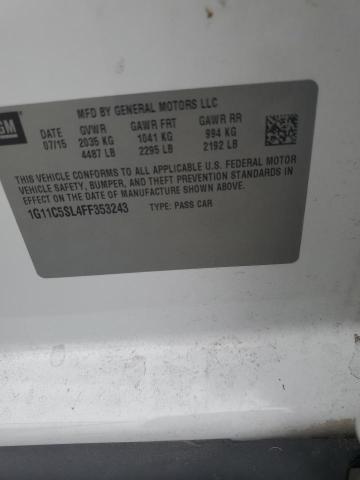 1G11C5SL4FF353243 - 2015 CHEVROLET MALIBU 1LT WHITE photo 12