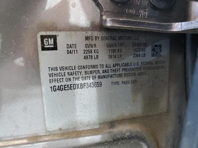 1G4GE5EDXBF343659 - 2011 BUICK LACROSSE CXS TAN photo 12