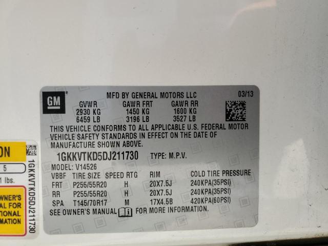 1GKKVTKD5DJ211730 - 2013 GMC ACADIA DENALI 白色 照片 14