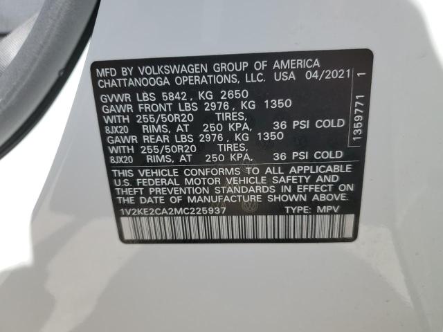 1V2KE2CA2MC225937 - 2021 VOLKSWAGEN ATLAS CROS SE Белый фото 13