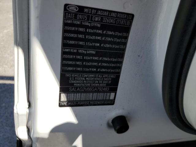 SALAG2V66GA792483 - 2016 LAND ROVER LR4 HSE WHITE photo 13