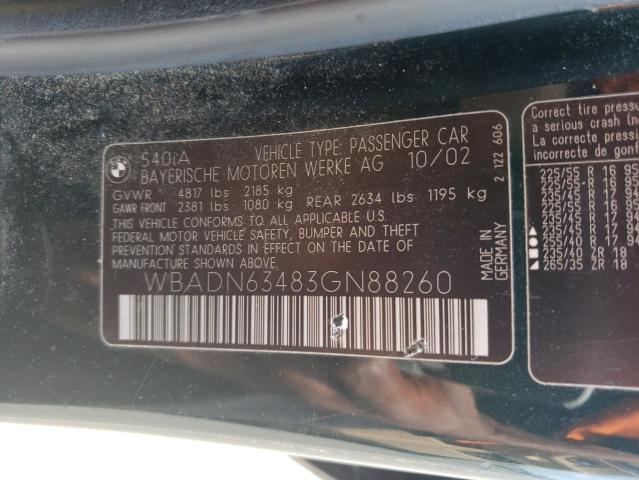 WBADN63483GN88260 - 2003 BMW 540 I AUTOMATIC أخضر صورة 12