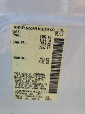 1N4AZ0CPXDC412312 - 2013 NISSAN LEAF S WHITE photo 13