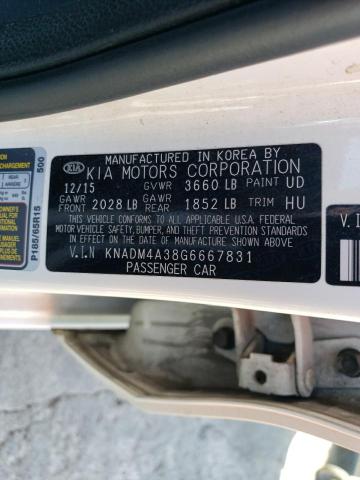 KNADM4A38G6667831 - 2016 KIA RIO LX WHITE photo 12