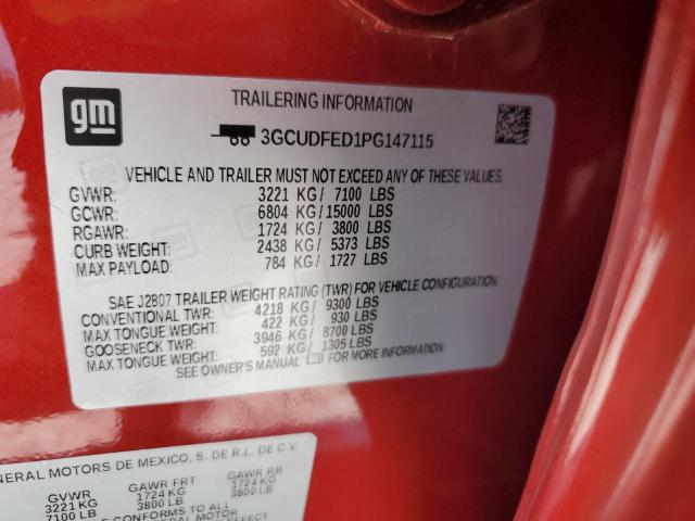 3GCUDFED1PG147115 - 2023 CHEVROLET SILVERADO K1500 LT TRAIL BOSS RED photo 12