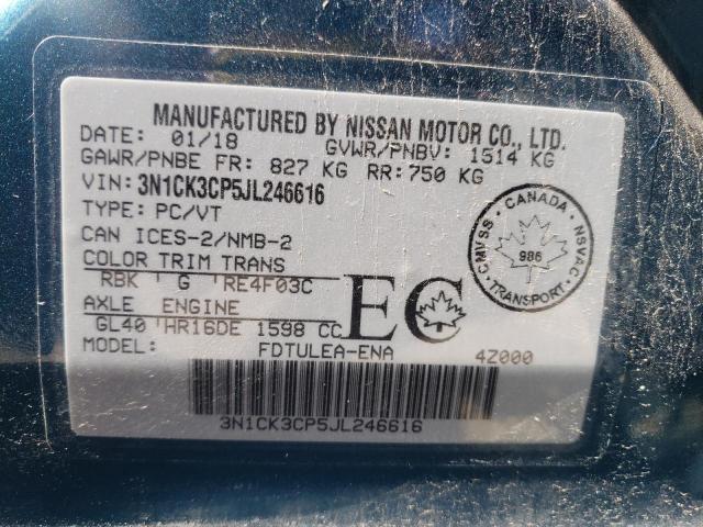 3N1CK3CP5JL246616 - 2018 NISSAN MICRA BLUE photo 13