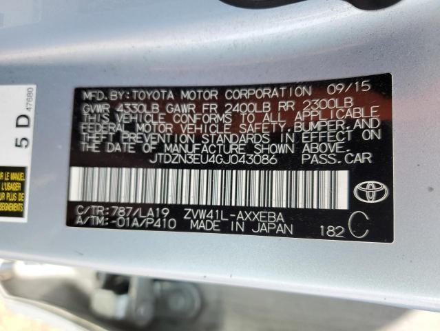 JTDZN3EU4GJ043086 - 2016 TOYOTA PRIUS V BLUE photo 12