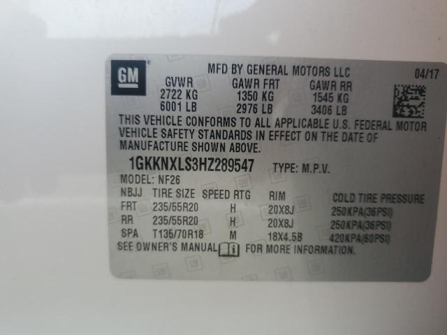 1GKKNXLS3HZ289547 - 2017 GMC ACADIA DENALI WHITE photo 13