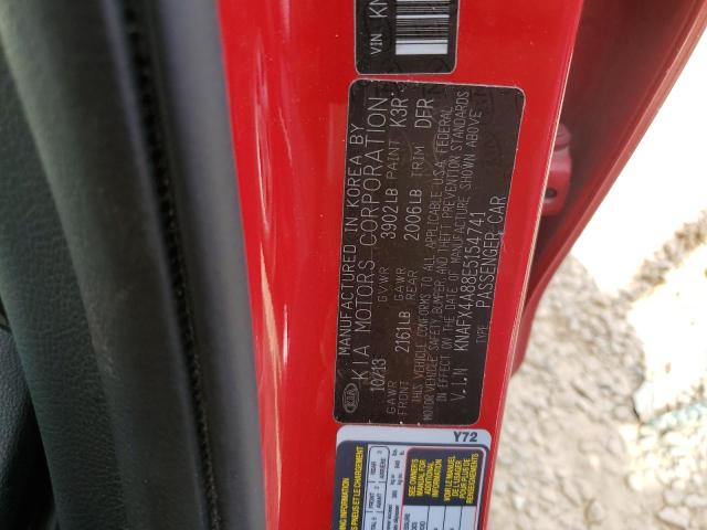 KNAFX4A88E5154741 - 2014 KIA FORTE EX RED photo 12