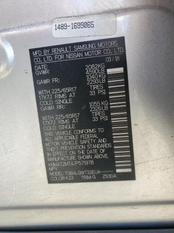 KNMAT2MT4JP571978 - 2018 NISSAN ROGUE S ვერცხლისფერი ფოტო 14