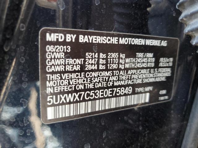 5UXWX7C53E0E75849 - 2014 BMW X3 XDRIVE35I BLUE photo 13