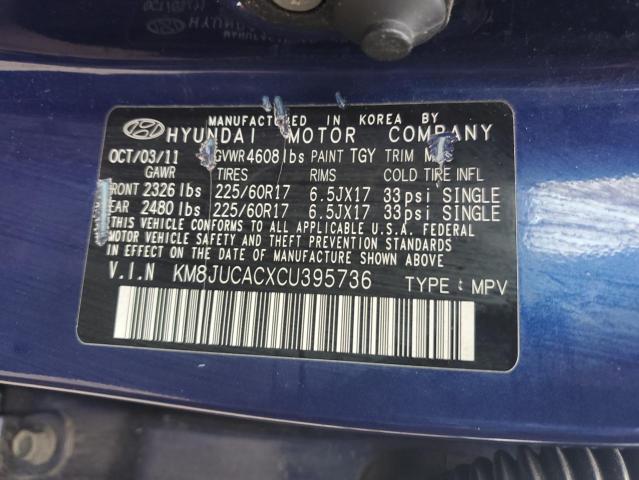 KM8JUCACXCU395736 - 2012 HYUNDAI TUCSON GLS BLUE photo 12