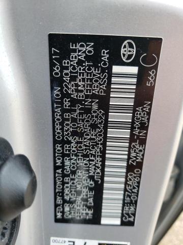 JTDKARFP5H3034329 - 2017 TOYOTA PRIUS PRIM ვერცხლისფერი ფოტო 13