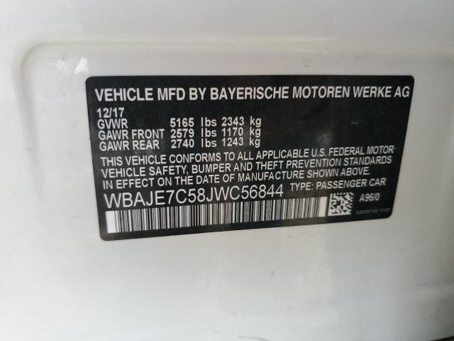 WBAJE7C58JWC56844 - 2018 BMW 540 XI WHITE photo 12
