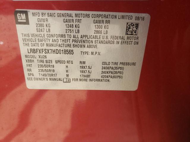 LRBFXFSX7HD018565 - 2017 BUICK ENVISION PREMIUM II Tünd qırmızı foto 13
