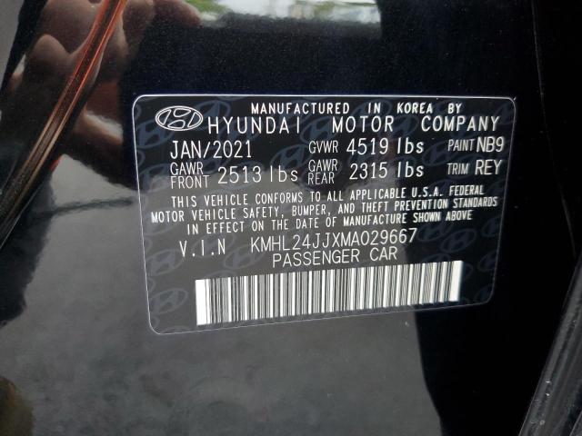 KMHL24JJXMA029667 - 2021 HYUNDAI SONATA HYBRID BLACK photo 12