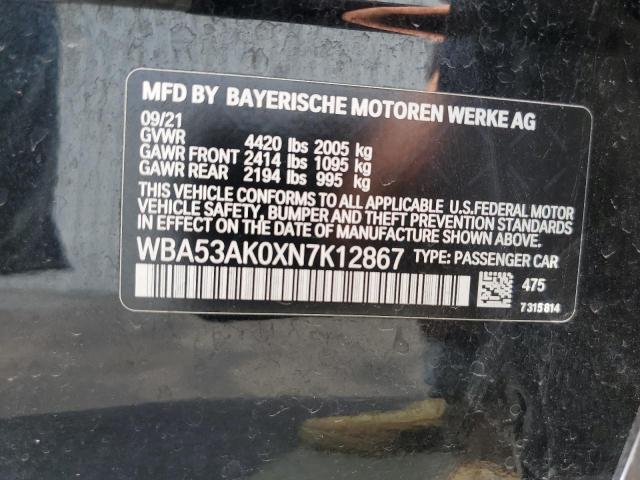 WBA53AK0XN7K12867 - 2022 BMW 228I BLACK photo 12