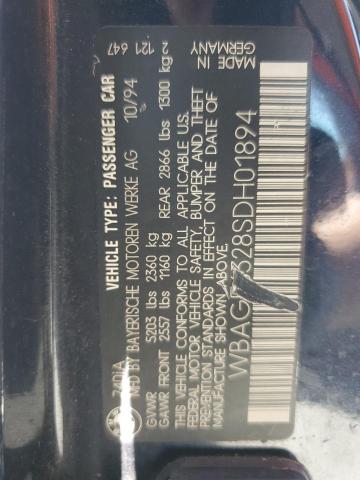 WBAGF6328SDH01894 - 1995 BMW 7 SERIES I AUTOMATIC BLUE photo 12