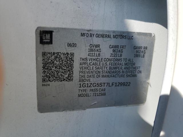 1G1ZG5ST7LF129922 - 2020 CHEVROLET MALIBU RS WHITE photo 12