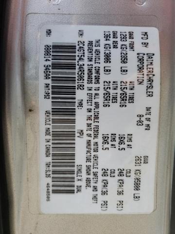 2C4GT54L34R506182 - 2004 CHRYSLER TOWN & COU TOURING 银色 照片 13