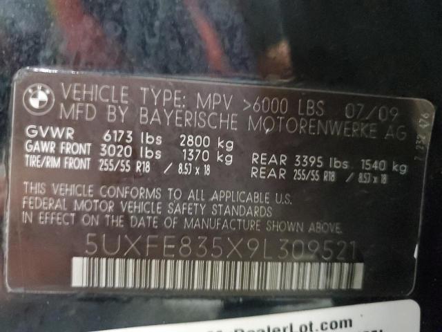5UXFE835X9L309521 - 2009 BMW X5 XDRIVE48I BLACK photo 13