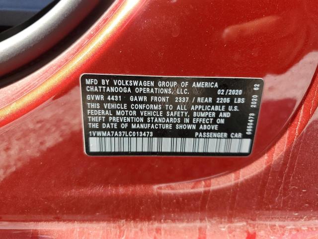 1VWMA7A37LC013473 - 2020 VOLKSWAGEN PASSAT R-LINE Qırmızı foto 12