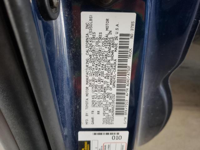 5TEUU42NX6Z195152 - 2006 TOYOTA TACOMA ACCESS CAB ლურჯი ფოტო 12