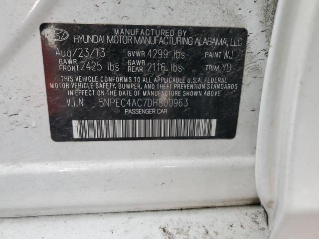 5NPEC4AC7DH800963 - 2013 HYUNDAI SONATA SE Ağ foto 12