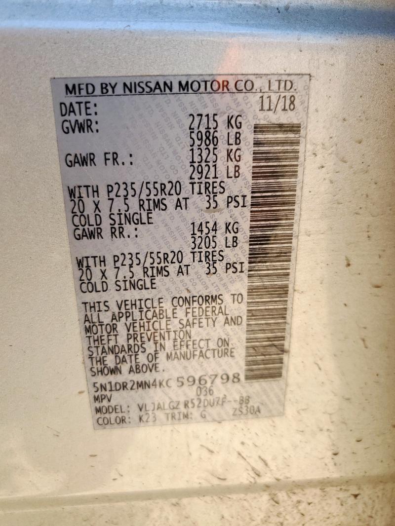 5N1DR2MN4KC596798 - 2019 NISSAN PATHFINDER S SILVER photo 13