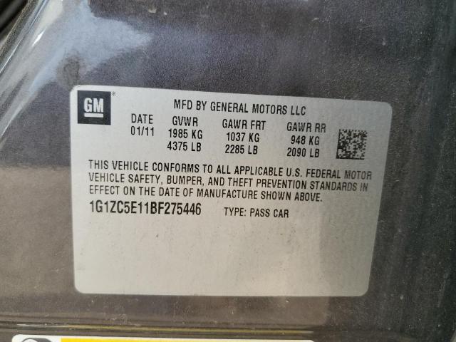 1G1ZC5E11BF275446 - 2011 CHEVROLET MALIBU 1LT 灰色 照片 12