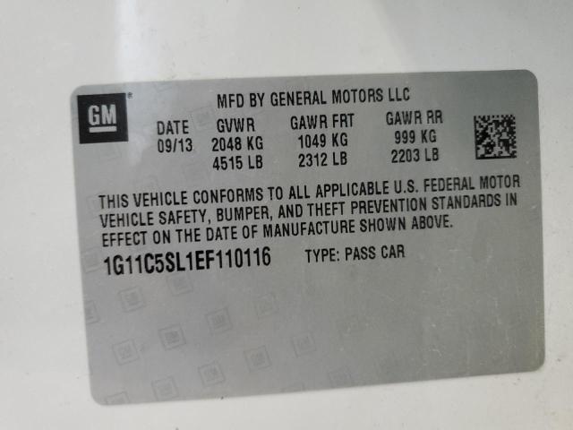 1G11C5SL1EF110116 - 2014 CHEVROLET MALIBU 1LT 白色 照片 12