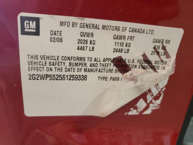 2G2WP552561259338 - 2006 PONTIAC GRAND PRIX 红色 照片 12