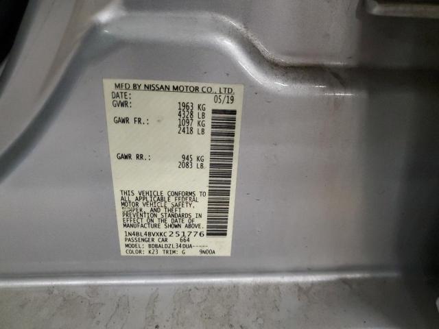 1N4BL4BVXKC251776 - 2019 NISSAN ALTIMA S SILVER photo 12