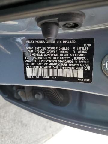 SHHFK7H49LU210489 - 2020 HONDA CIVIC SPORT 蓝色 照片 12