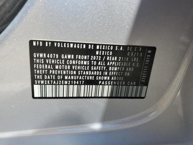 3VW2K7AJ2EM219417 - 2014 VOLKSWAGEN JETTA BASE 银色 照片 13