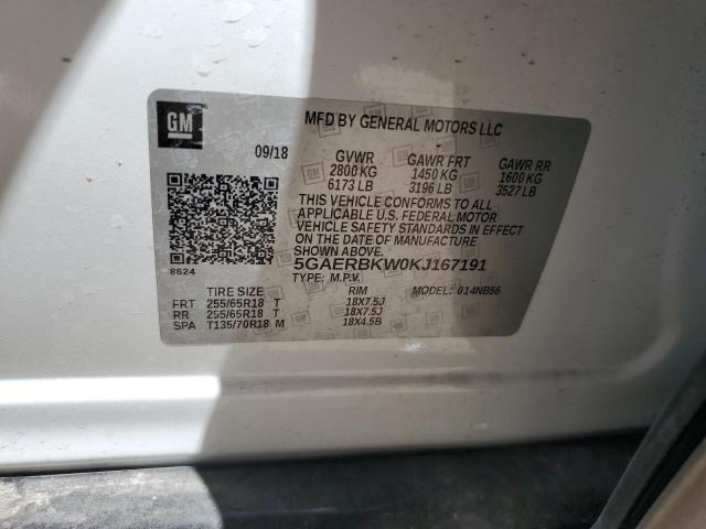 5GAERBKW0KJ167191 - 2019 BUICK ENCLAVE ESSENCE 白色 照片 12