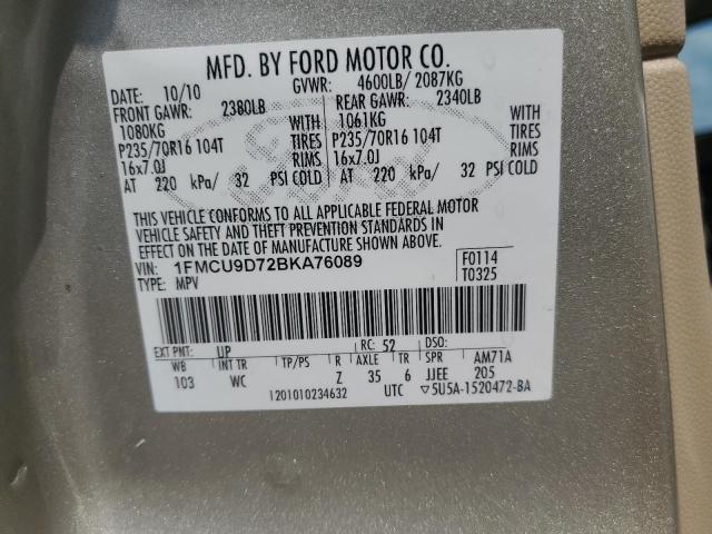 1FMCU9D72BKA76089 - 2011 FORD ESCAPE XLT TAN photo 13