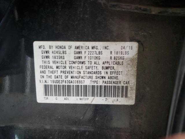 19UDE2F83GA006957 - 2016 ACURA ILX PREMIUM TECH BLACK photo 12
