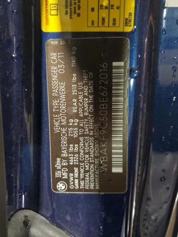 WBAKF9C50BE672016 - 2011 BMW 335 XI Көк фото 12