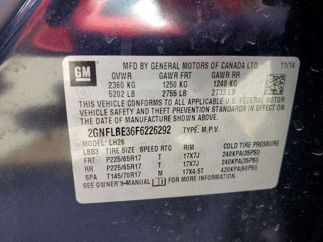 2GNFLBE36F6226292 - 2015 CHEVROLET EQUINOX LT BLUE photo 13