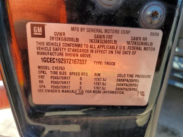 1GCEC19Z97Z167337 - 2007 CHEVROLET SILVERADO C1500 CLASSIC BLACK photo 12
