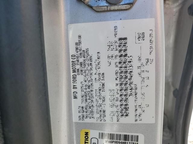 3FA6P0D94HR137815 - 2017 FORD FUSION TITANIUM SILVER photo 12