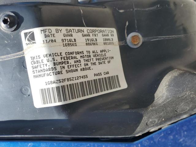 1G8AZ52F85Z127455 - 2005 SATURN ION LEVEL 2 BLUE photo 13