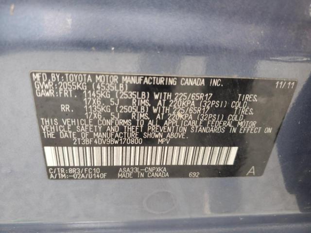 2T3BF4DV9BW170800 - 2011 TOYOTA RAV4 ლურჯი ფოტო 13