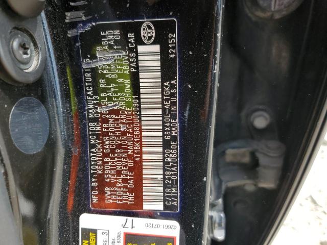 4T1BK1EB8DU020901 - 2013 TOYOTA AVALON BASE 黑色 照片 12