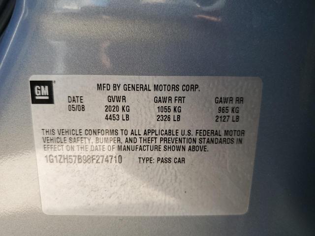 1G1ZH57B98F274710 - 2008 CHEVROLET MALIBU 1LT 灰色 照片 12