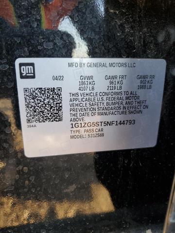 1G1ZG5ST5NF144793 - 2022 CHEVROLET MALIBU RS BLACK photo 12