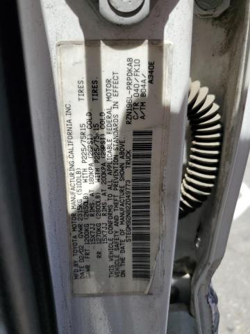 5TEGM92N82Z049773 - 2002 TOYOTA TACOMA DOUBLE CAB PRERUNNER WHITE photo 12